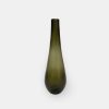 Olivengrøn glasvase, dråbeformet vase