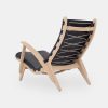 Poul Volther loungechair, egetræsstol med sort læder